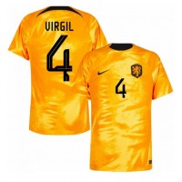 Fotballdrakt Herre Nederland Virgil van Dijk #4 Hjemmedrakt VM 2022 Kortermet
